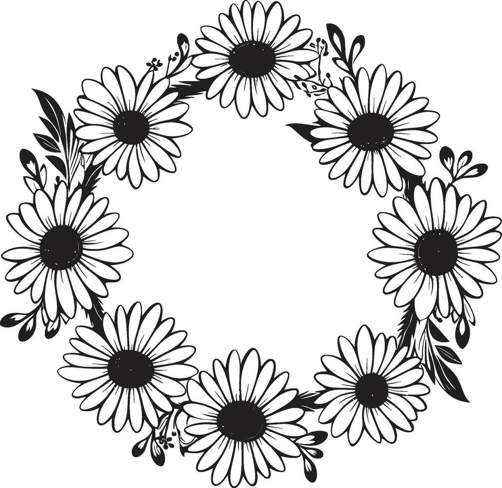 resumen margarita fronteras negro vector logo diseño agraciado pétalo recinto margarita flor negro icono