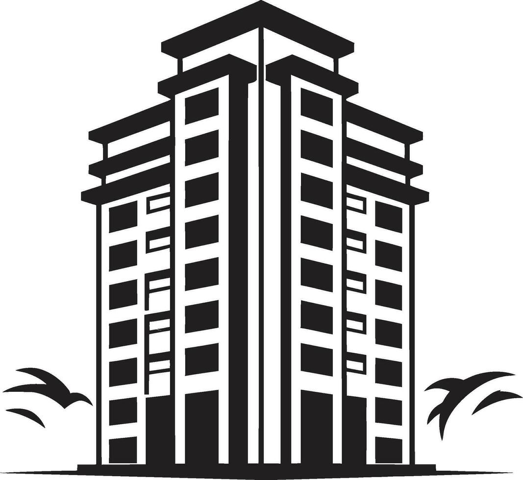 Downtown Marvel Multifloral Building Vector Icon Skyline Essence Multifloor Urban Landscape Vector Design