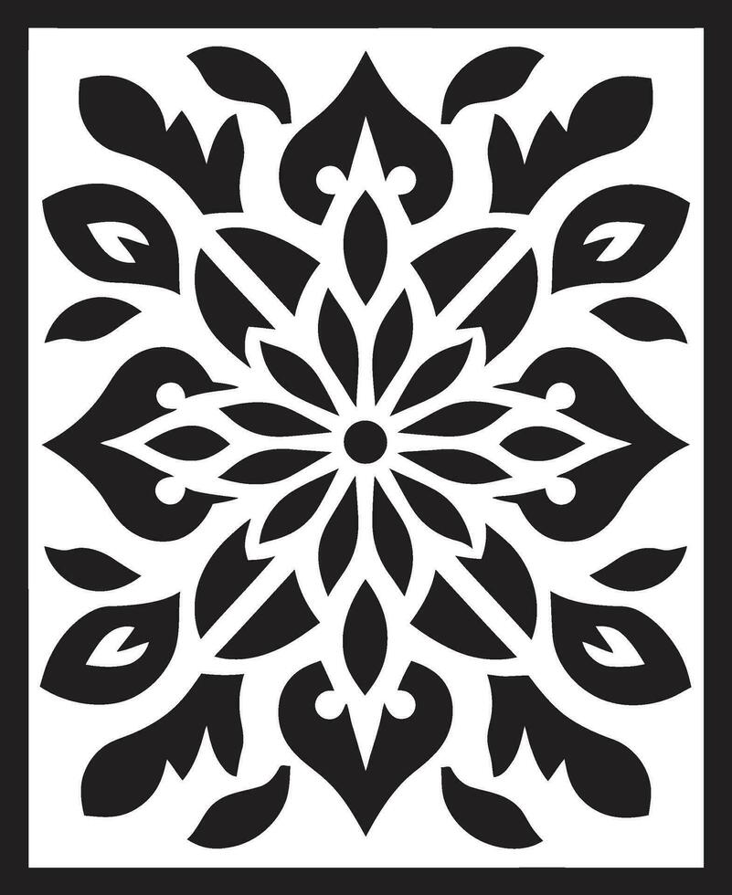 Mosaic Petals Geometric Vector Emblem Black Blossom Geometric Tile Icon Design