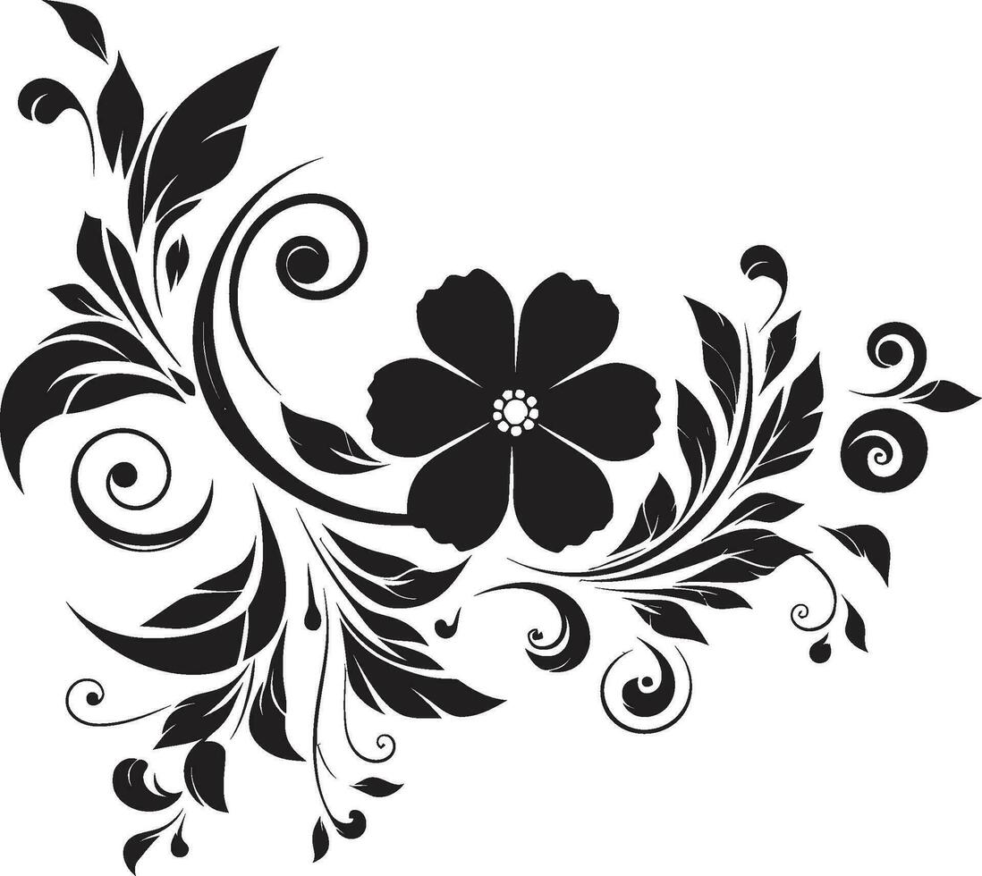 botánico noir diseño mano dibujado icono noir floral elegante vector logo diseño