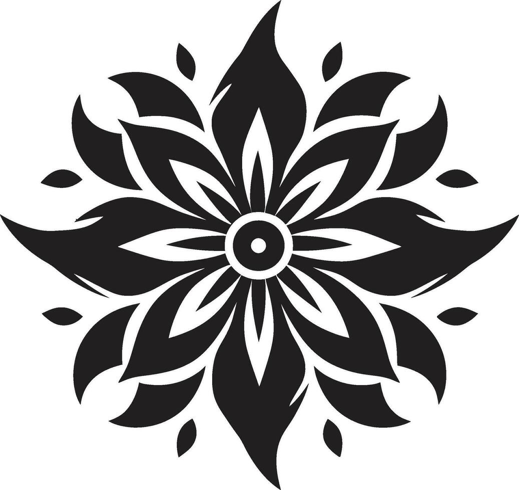 Sophisticated Flower Essence Elegant Iconic Vector Abstract Floral Minimalism Black Emblem Design