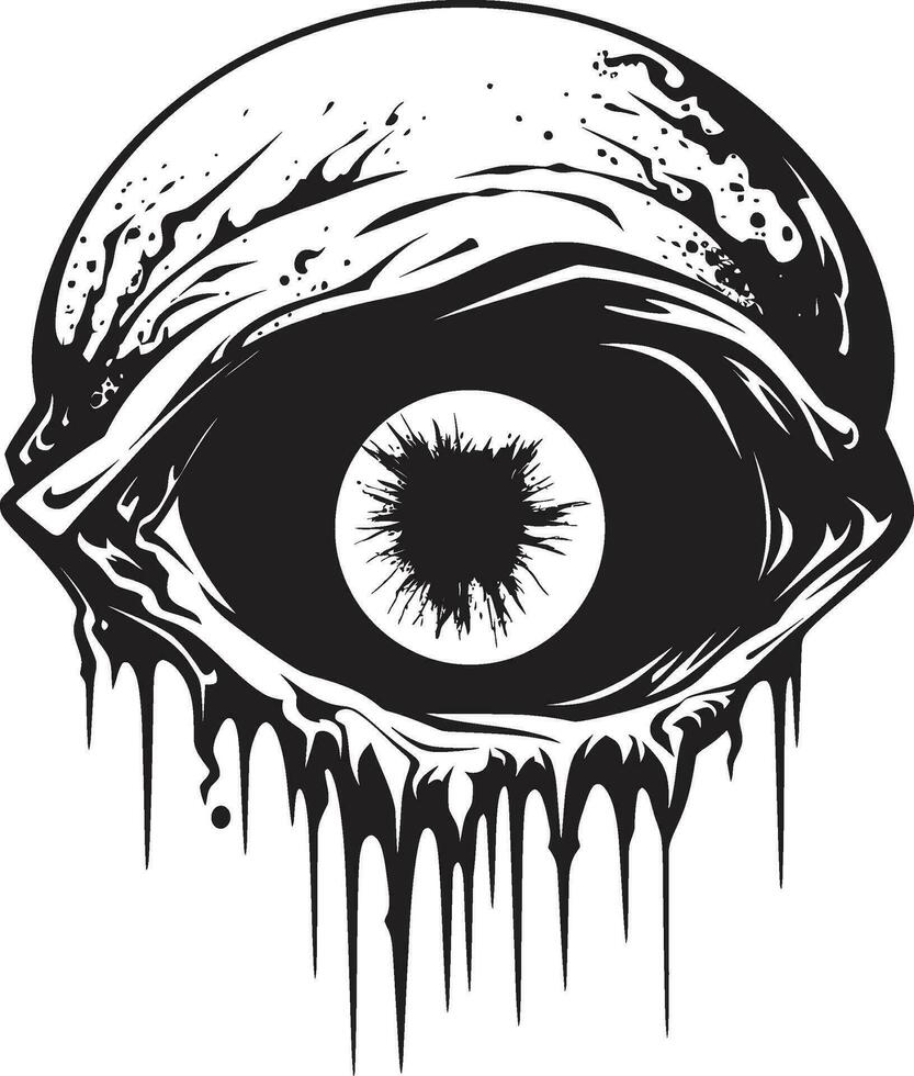 Demonic Zombie Eye Creepy Black Icon Chilling Undead Sight Black Zombie Eye Logo vector