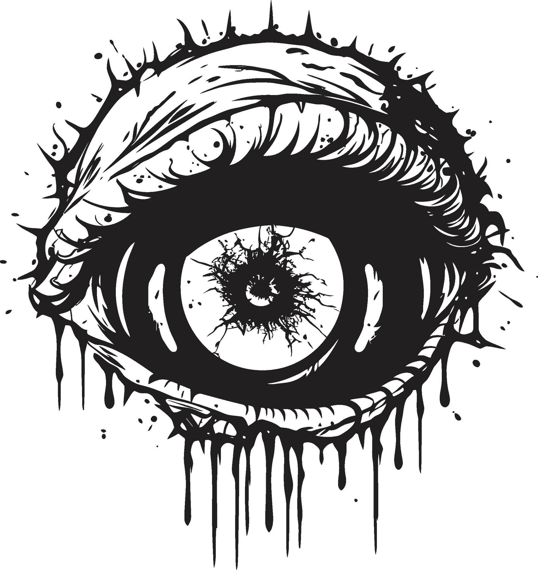 Disturbing Zombie Gaze Creepy Black Vector Macabre Eye of Terror Black