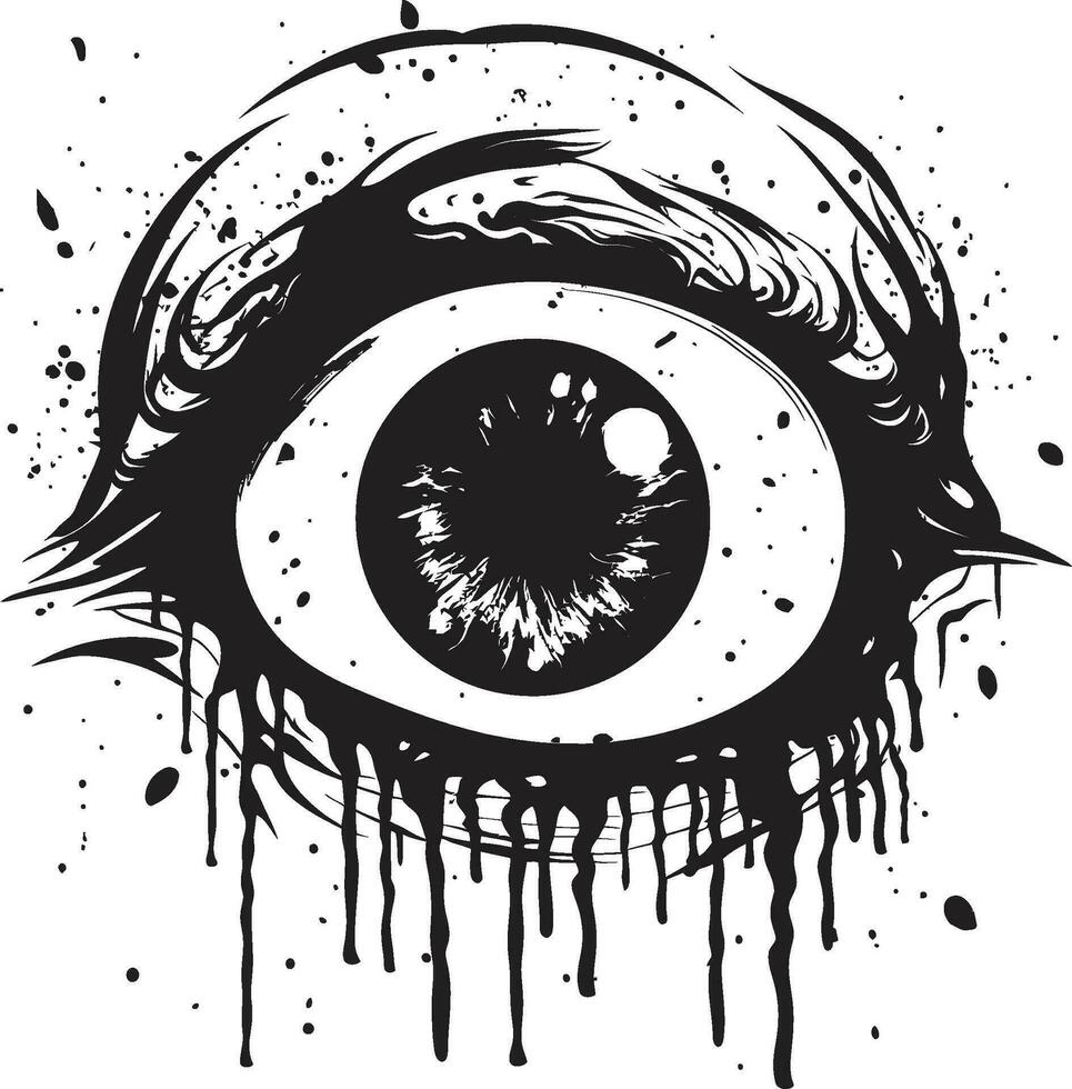 Relajado zombi visión negro vector ojo diseño amenazador sobrenatural ojo Siniestro negro icono