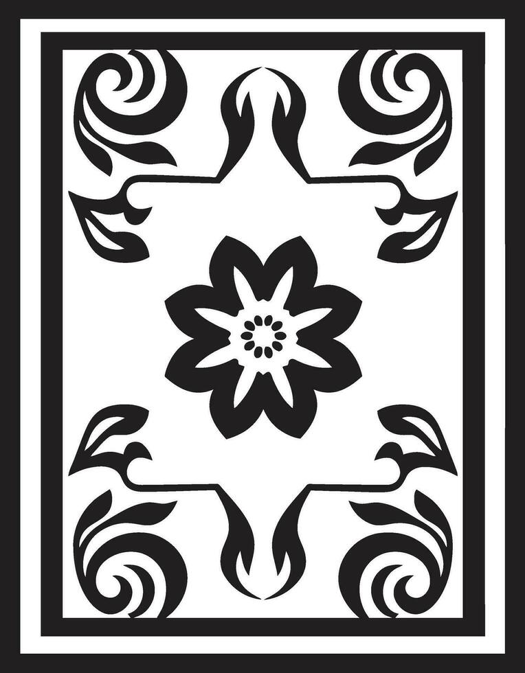 Botanical Patterns Geometric Floral Icon Design Floral Gridwork Black Vector Logo with Tiles