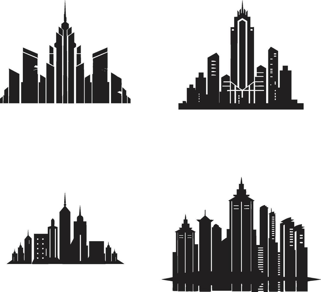 horizonte multipiso diseño multipiso vector logo icono metropolitano alturas bosquejo paisaje urbano edificio en vector icono