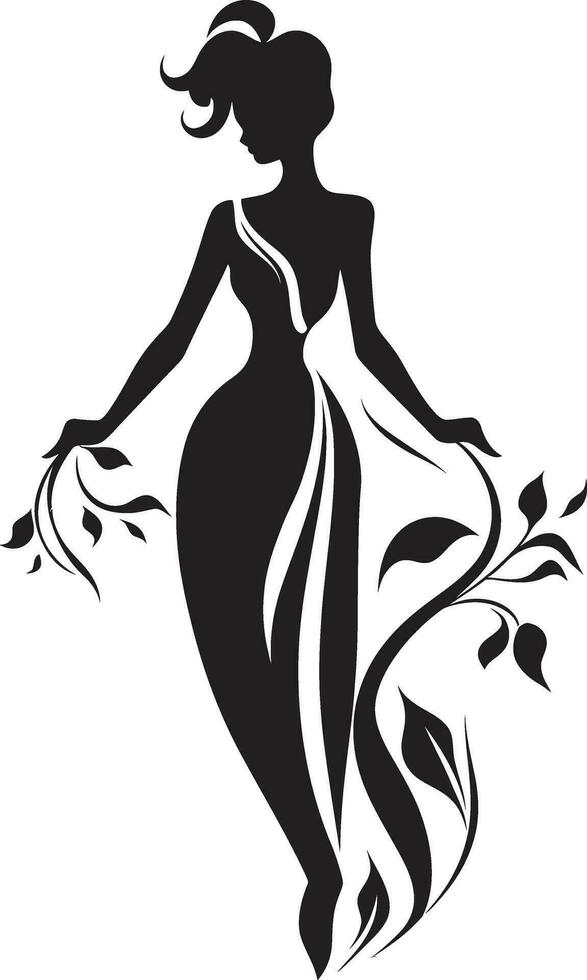 minimalista floración fusión negro mujer diseño sofisticado floral elegancia hecho a mano emblema vector