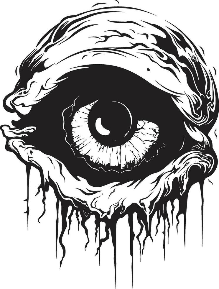 Menacing Unearthly Eye Creepy Black Icon Haunted Zombie Look Vector Scary Eye Emblem