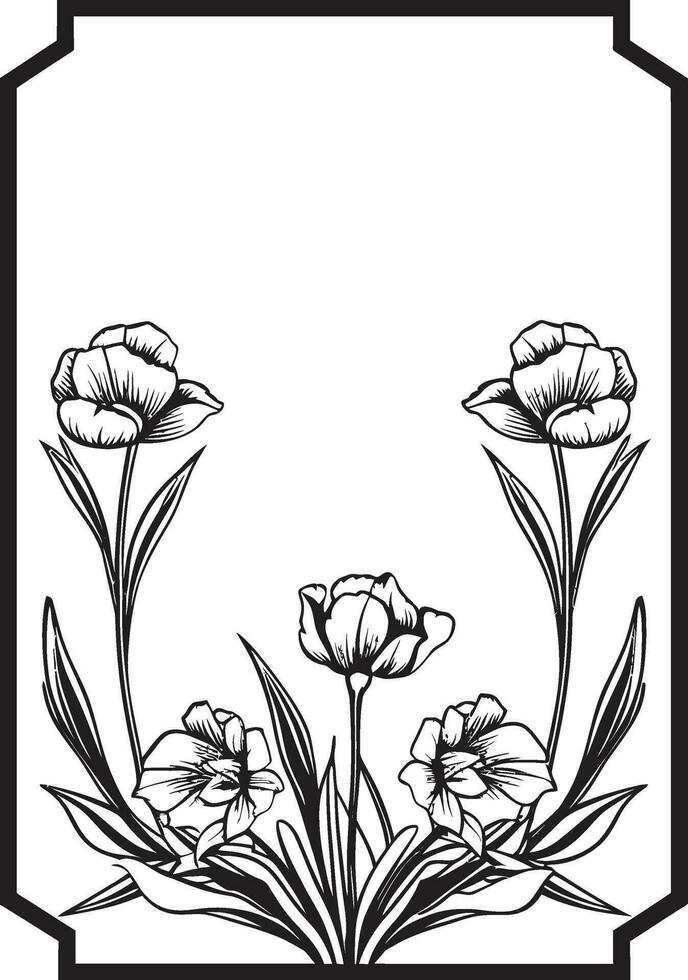 elegante mano prestados florales minimalista emblema elegante minimalista vides noir mano dibujado icono vector