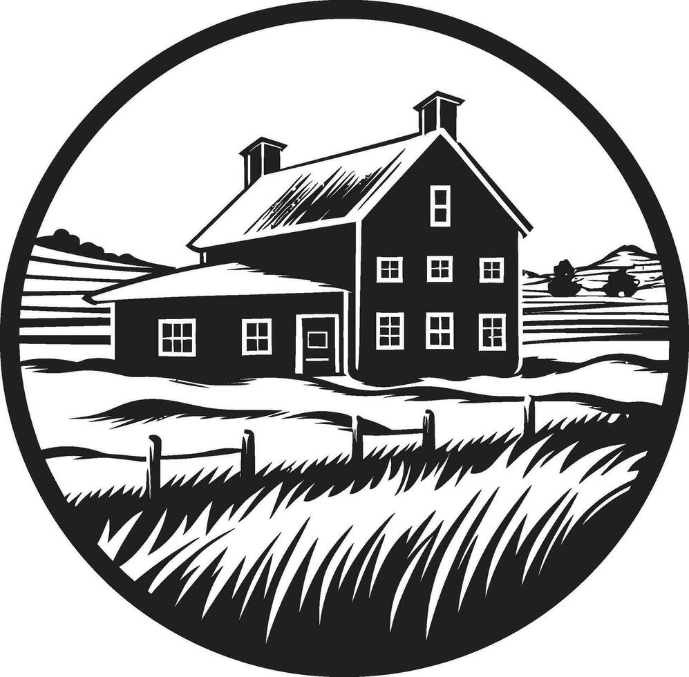 Agrarian Retreat Symbol Farmhouse Design Vector Icon Harvest Homestead Design Farmers House Vector Logo