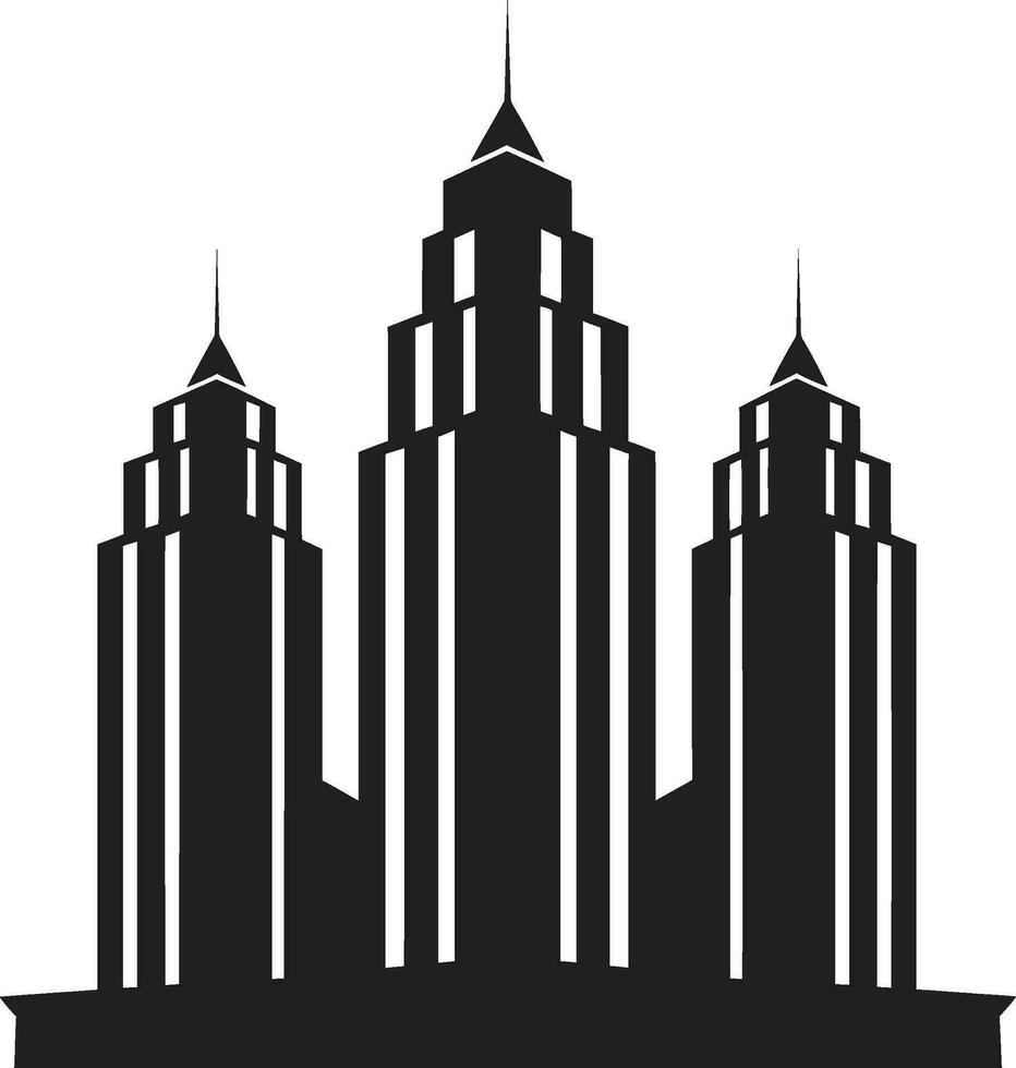 Urban Skyscraper Silhouette Multifloor Cityscape Vector Icon City Vista Multifloor Impression Vector Logo of Urban Building Design
