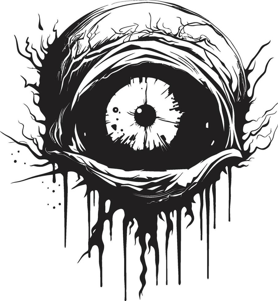 Menacing Unearthly Eye Creepy Black Icon Haunted Zombie Look Vector Scary Eye Emblem