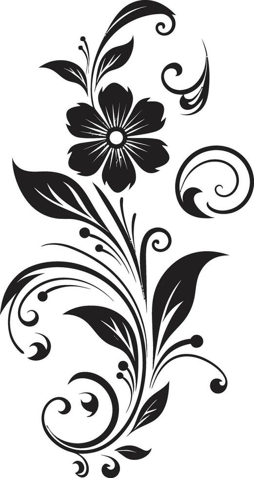 artesanal pétalo rollos negro vector elegante floral complejidad icónico negro