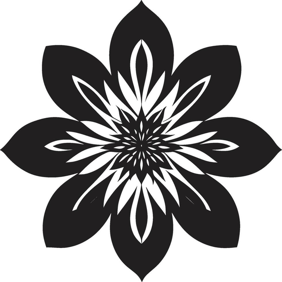 Clean Vector Petal Sketch Sleek Hand Drawn Icon Whimsical Artistic Flower Simple Black Emblem