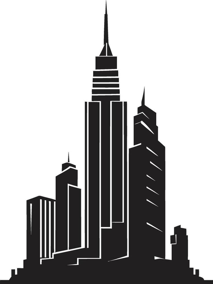 Metropolitan Heights Sketch Cityscape Building in Vector Icon Downtown Skyscraper Outline Multifloor Cityscape Vector Logo