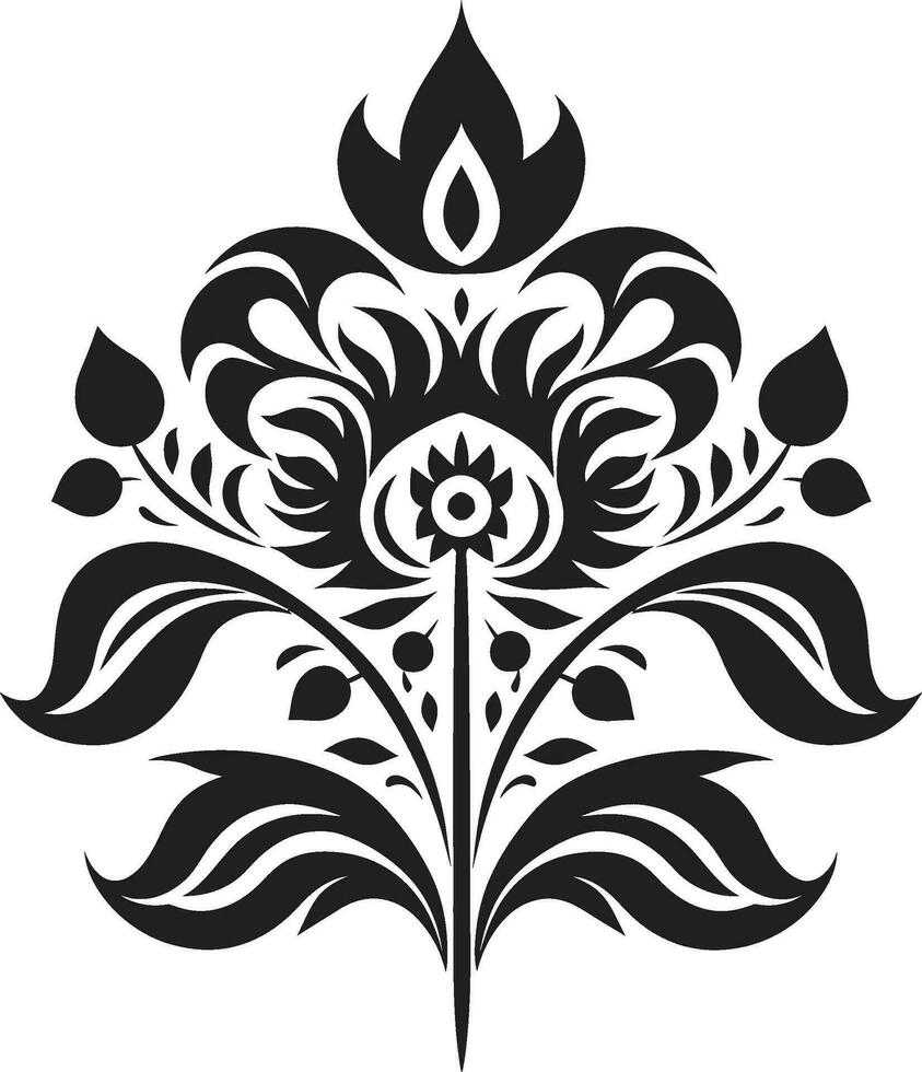 Cultural Adornment Ethnic Floral Logo Icon Native Charm Decorative Ethnic Floral Vector