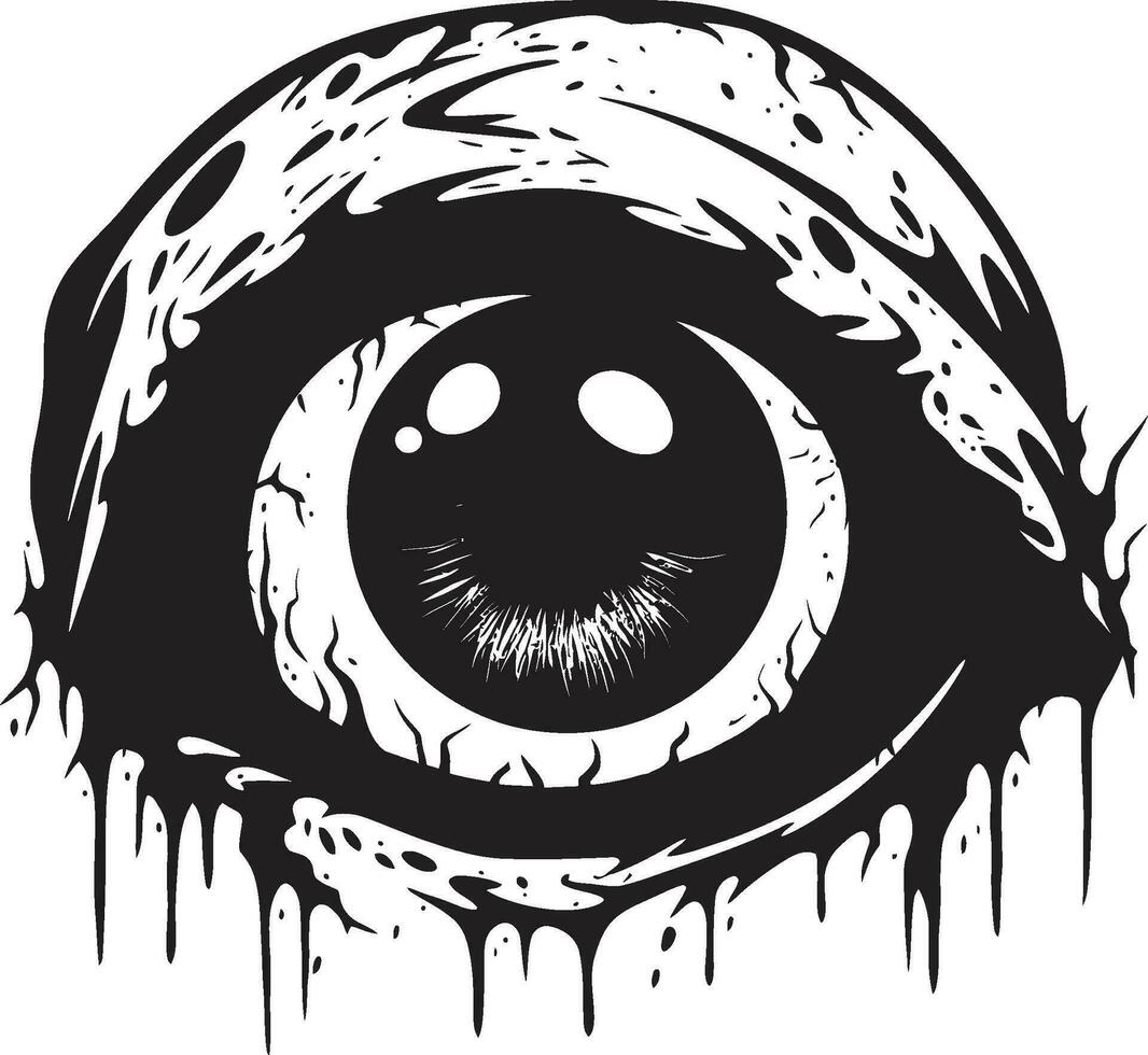 Eerie Unsettling Glance Black Zombie Icon Frightening Zombie Stare Creepy Eye Emblem vector