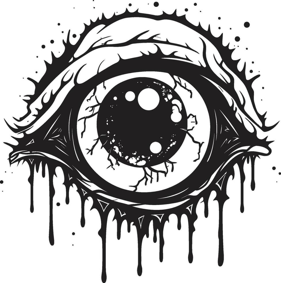 obsesionado zombi Mira vector de miedo ojo emblema de pesadilla destello negro zombi ojo diseño