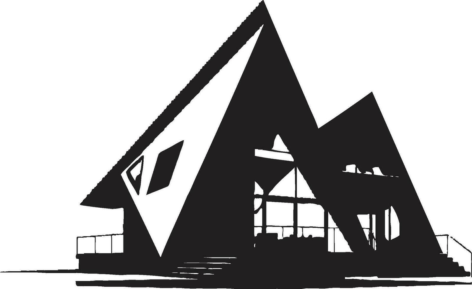 Dynamic Residence Impression Conceptual House Sketch Icon Artistic Urban Dwelling Modern House Sketch Vector Logo