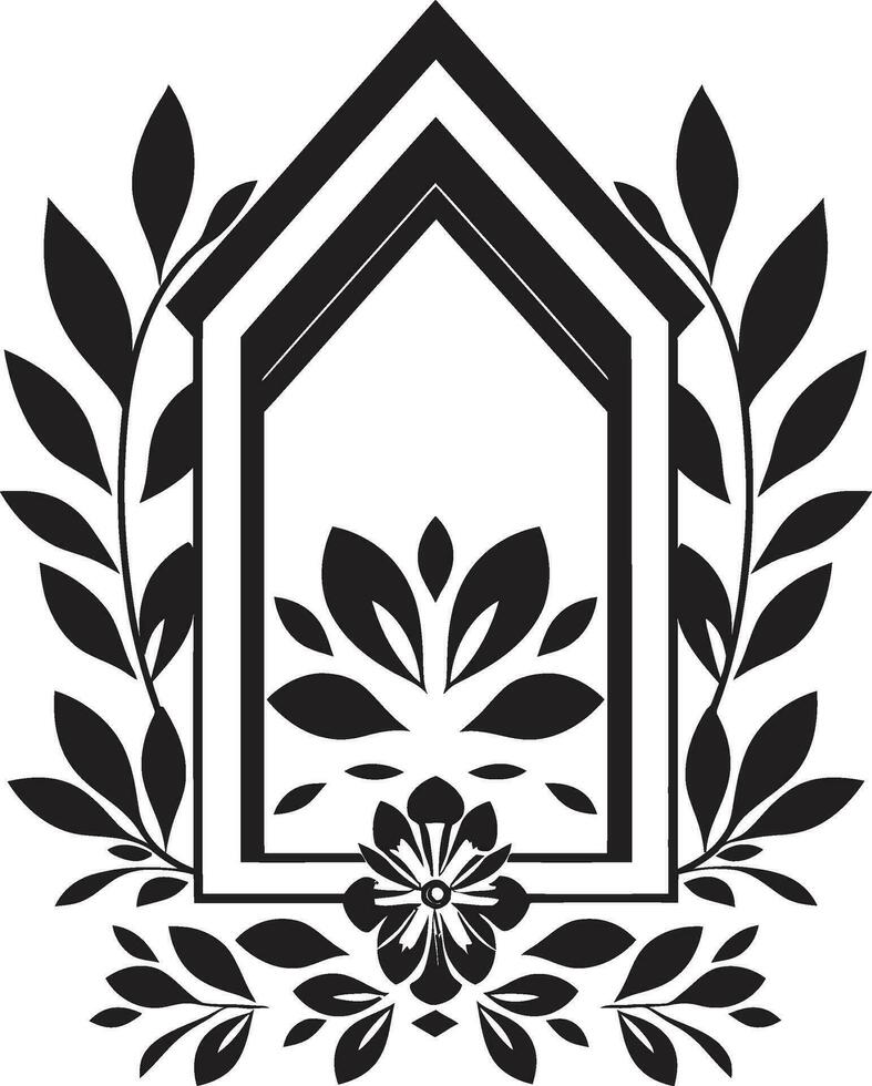Petal Symmetry Black Vector Floral Icon Mosaic Garden Geometric Tile Vector Logo