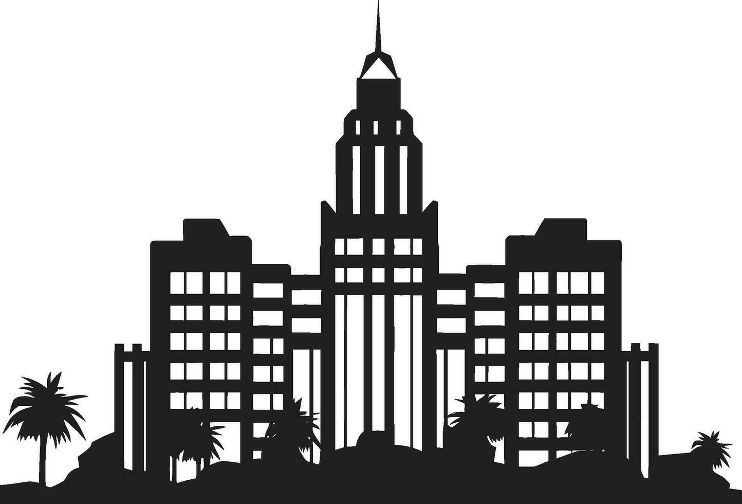 Urban Multifloor Silhouette Cityscape Vector Logo Design Cityline Skyscraper Outline Multifloor Vector Logo Icon