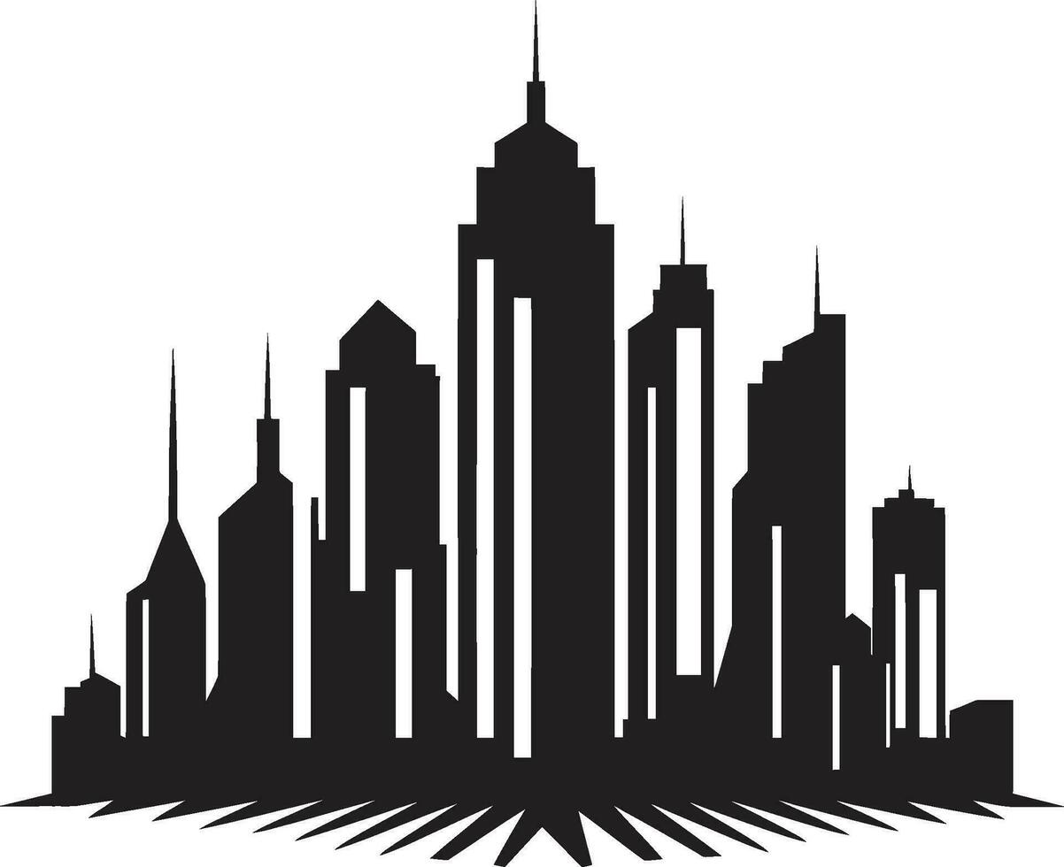 Downtown Heights Illustration Multifloor Building in Vector Icon Urban Tower Emblem Multifloor Cityscape Vector Logo