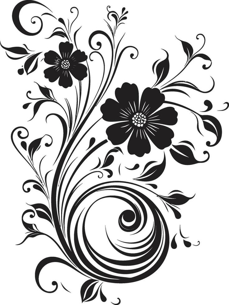 Playful Floral Scroll Iconic Logo Element Regal Handcrafted Bouquet Vector Logo Design