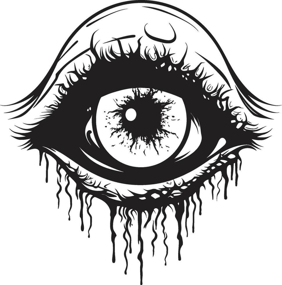 Ghoulish Stare Creepy Vector Eye Icon Macabre Zombie Sight Black Scary Eye Logo