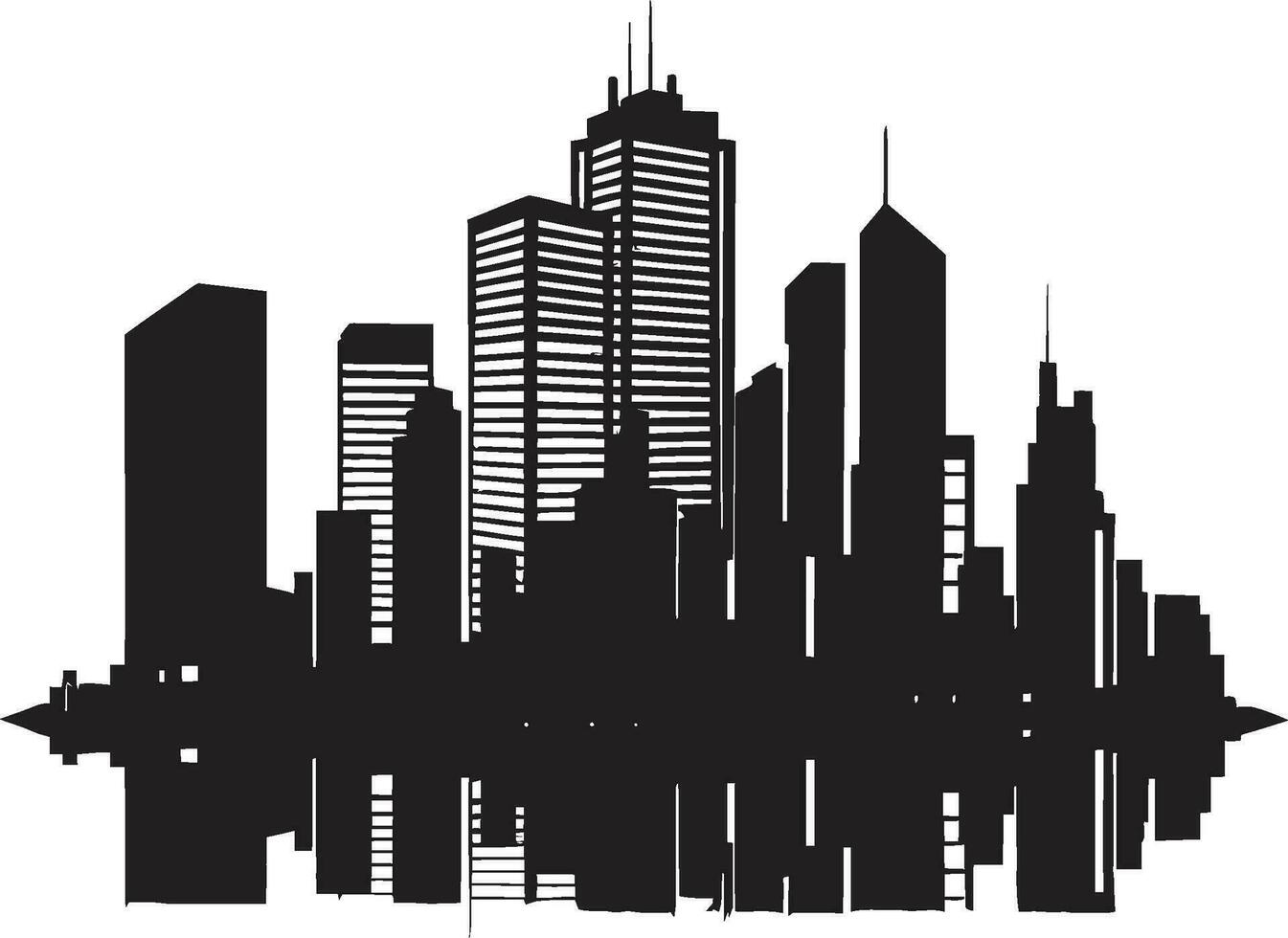 Cityline Multifloor Impression Urban Vector Logo Design Urban Heights Blueprint Multifloor Cityscape Vector Logo