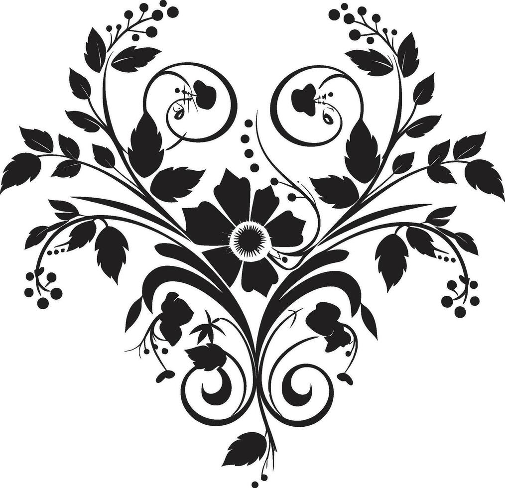 Sleek Botanical Etchings Black Vector Design Mystical Hand Drawn Vines Iconic Vector Logo