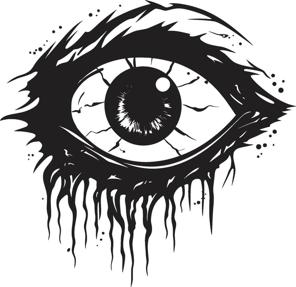 Ghoulish Stare Creepy Vector Eye Icon Macabre Zombie Sight Black Scary Eye Logo