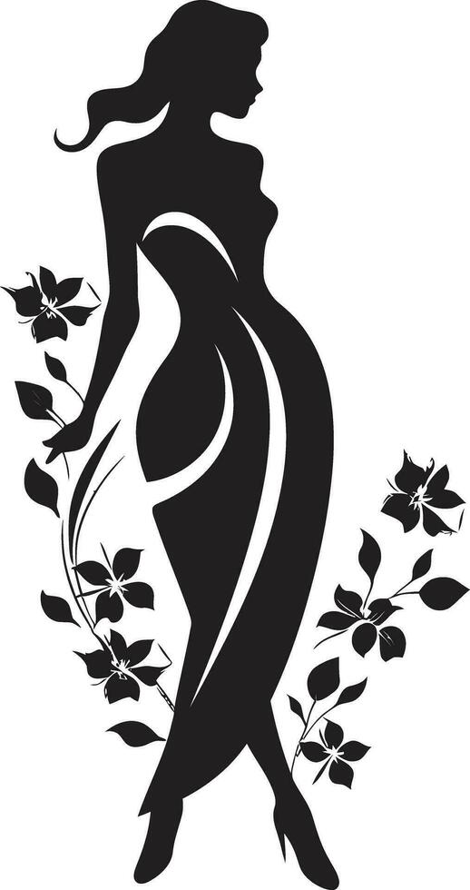 Sophisticated Floral Elegance Handcrafted Emblem Abstract Flora Fusion Black Artistic Body Emblem vector