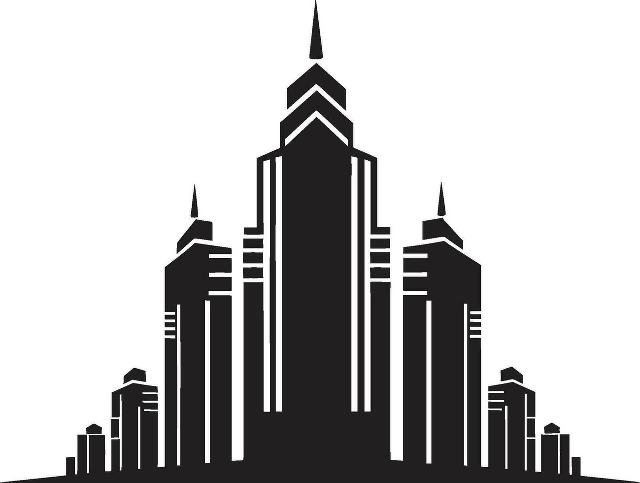 Skyscraper Cityline Blueprint Multifloor Vector Logo Metropolitan Tower Silhouette Multifloor Building in Vector Icon