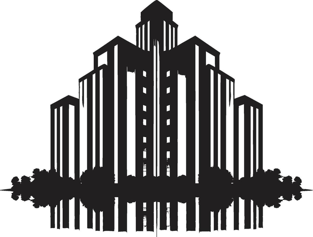 urbano tapiz alturas multipiso edificio en vector emblema ciudad paisaje de ensueño multipiso urbano vector icono