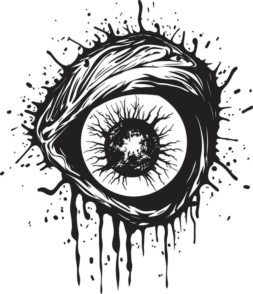 Chilling Zombie Vision Black Vector Eye Design Menacing Unearthly Eye Creepy Black Icon