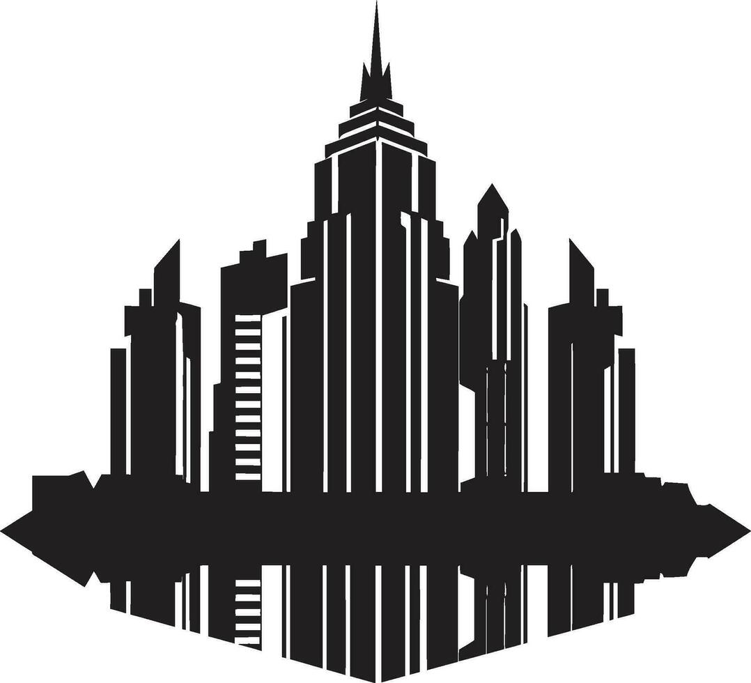 Metropolitan Heights Sketch Cityscape Building in Vector Icon Downtown Skyscraper Outline Multifloor Cityscape Vector Logo