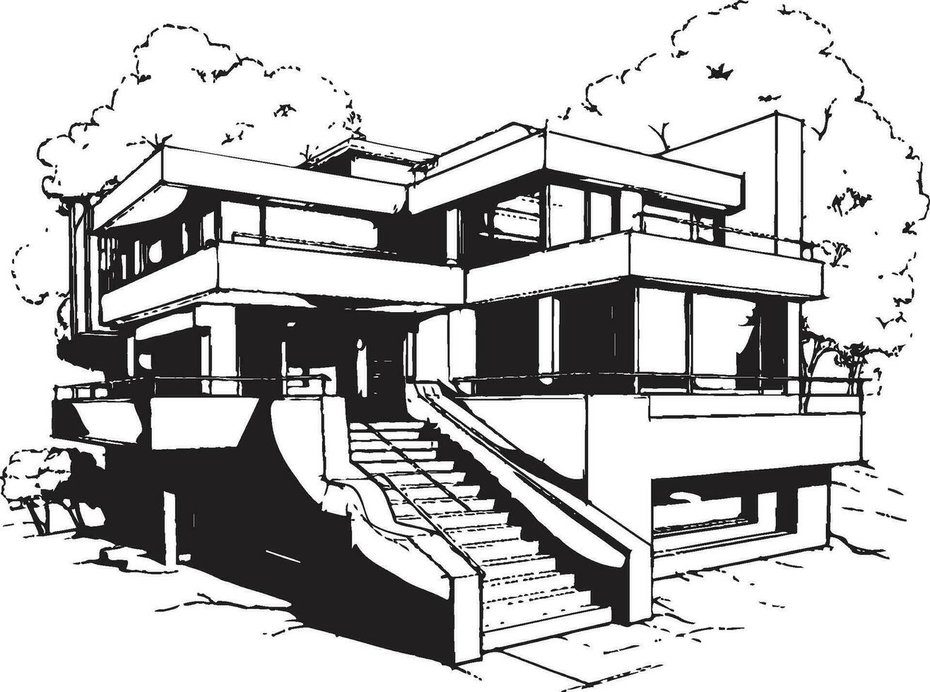 Tri Expanse Estate Emblem of Tri Level Opulence Trifecta Summit Vector Icon of Residential Charm