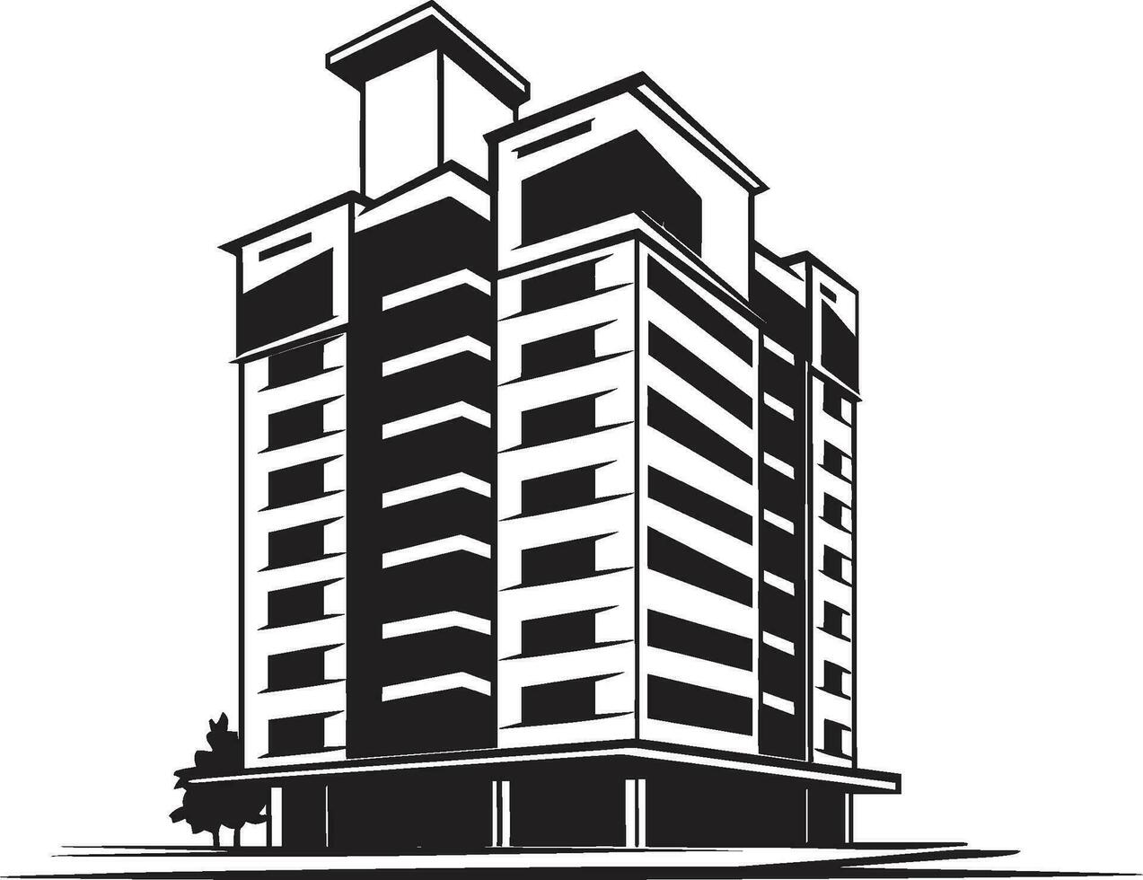 Downtown Metropolis Symphony Multifloor Building Vector Design Skyline Marvel Multifloral City Building Vector Icon