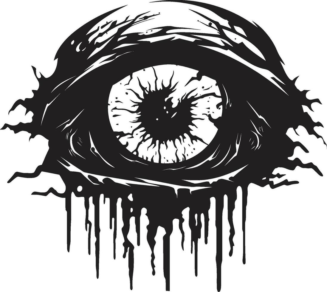 Horrifying Stare Black Creepy Eye Logo Spooky Zombie Gaze Vector Scary Eye Design