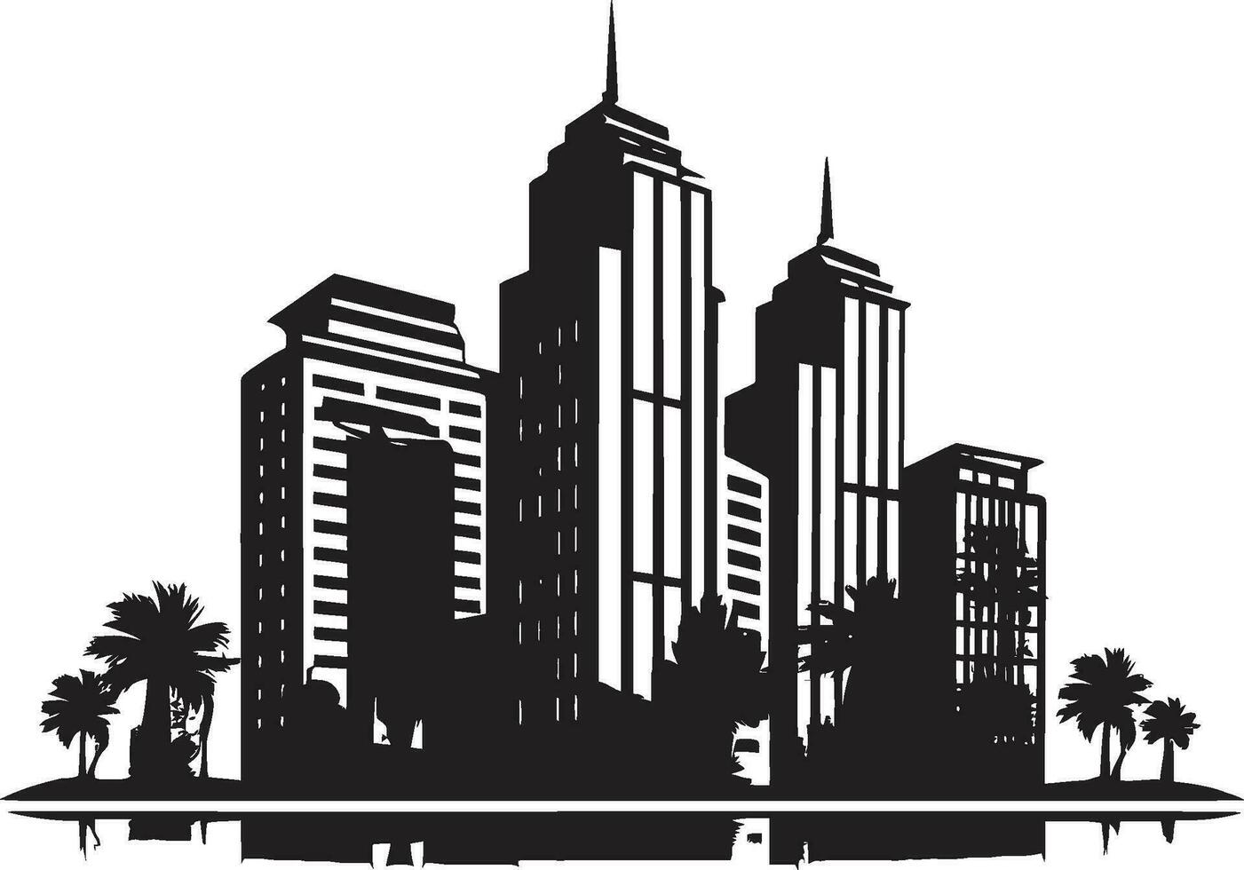 Urban Towerlines Multifloor Cityscape Vector Design Cityline Symphony Multifloor City Building Vector Icon