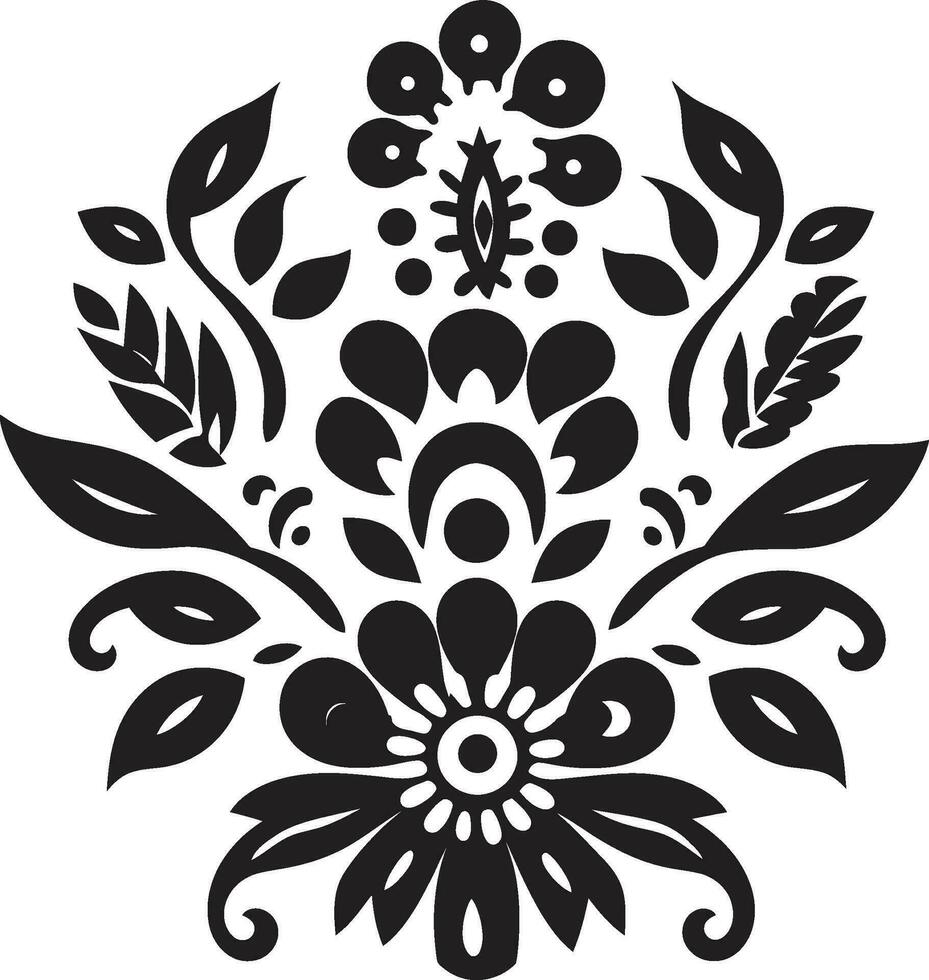 Heritage Threads Ethnic Floral Emblem Icon Customary Charm Decorative Ethnic Floral Symbol vector