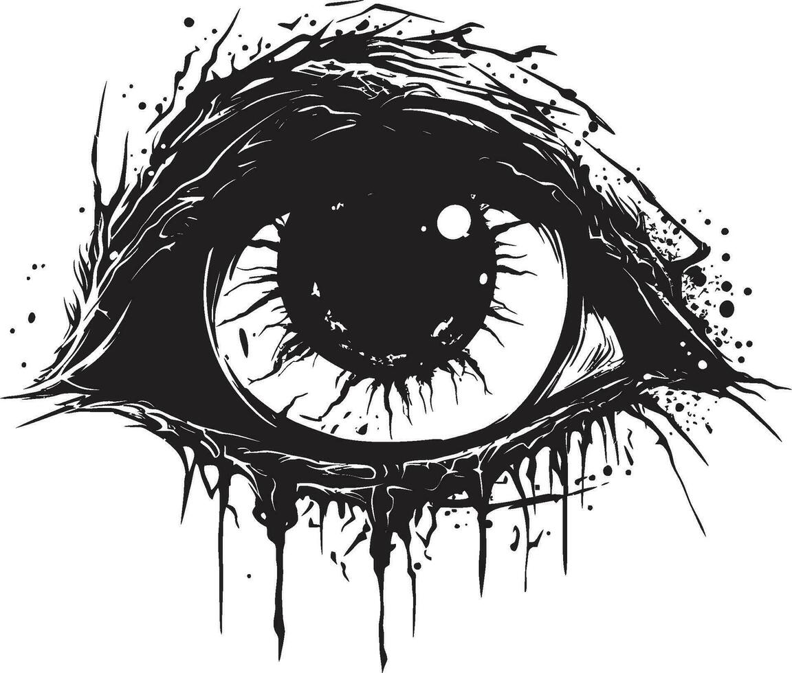 macabro ojo de terror negro Siniestro emblema misterioso muertos vivientes mirada negro vector zombi ojo emblema