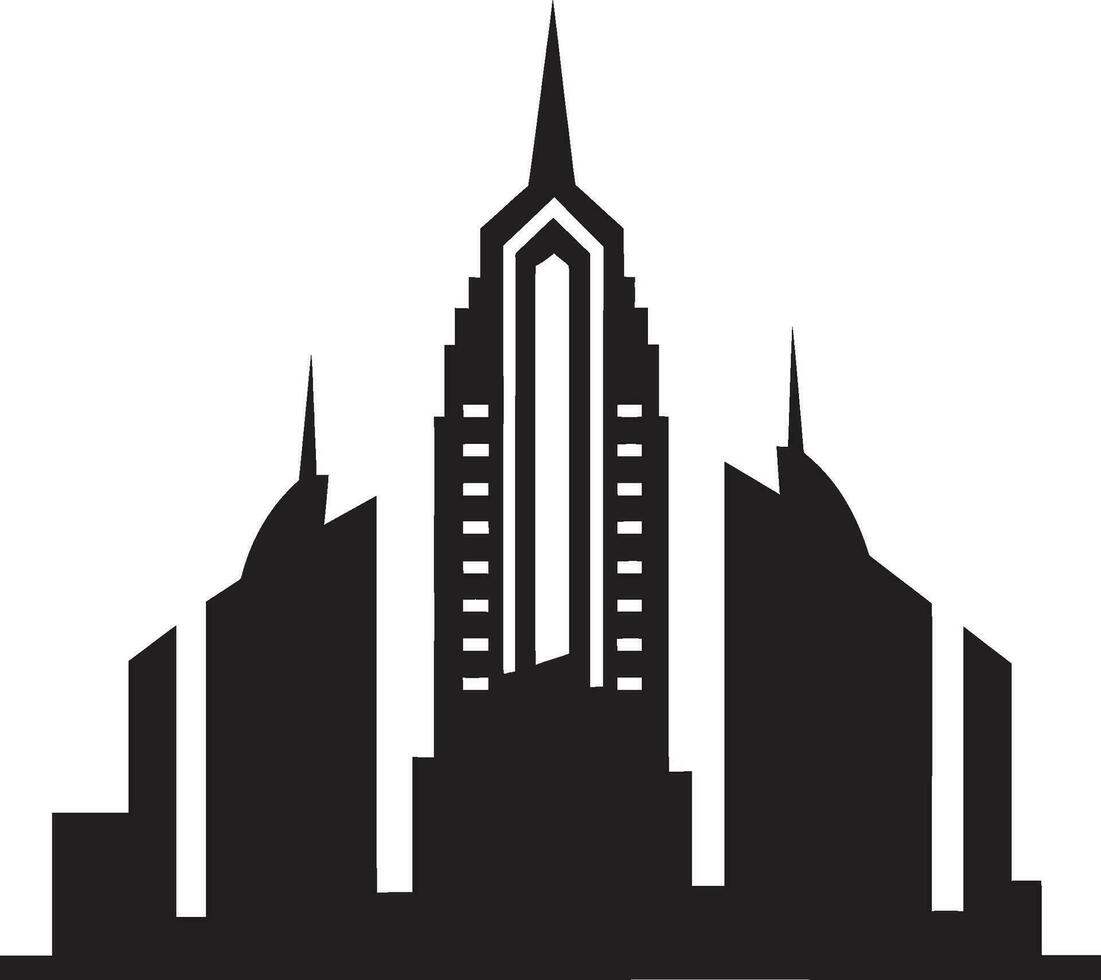 Cityline Tower Silhouette Multifloor Building in Vector Logo Metropolitan Heights Sketch Cityscape Multifloor Vector Icon