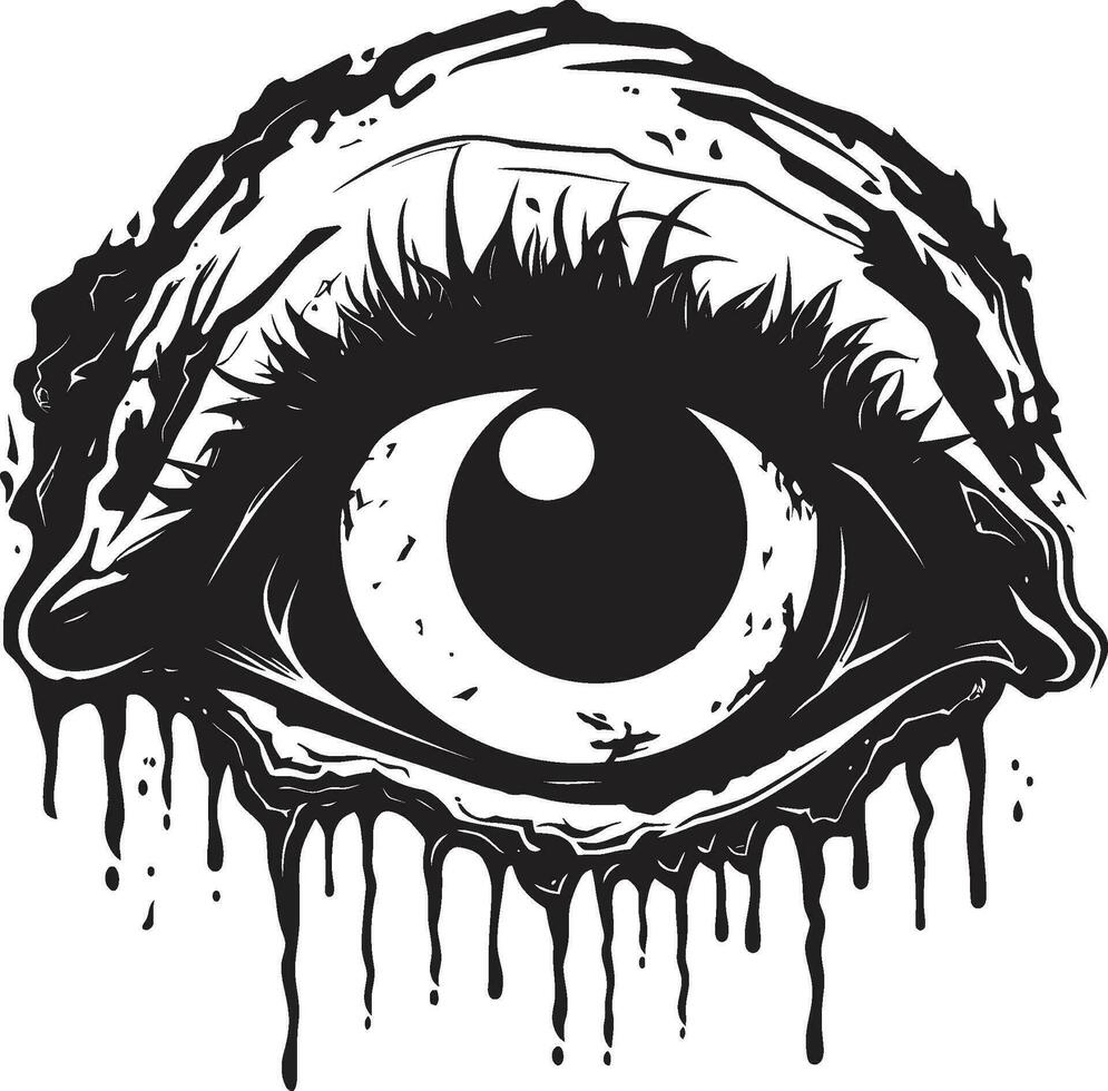 perturbador zombi mirada Siniestro negro vector macabro horror ojo negro Siniestro emblema