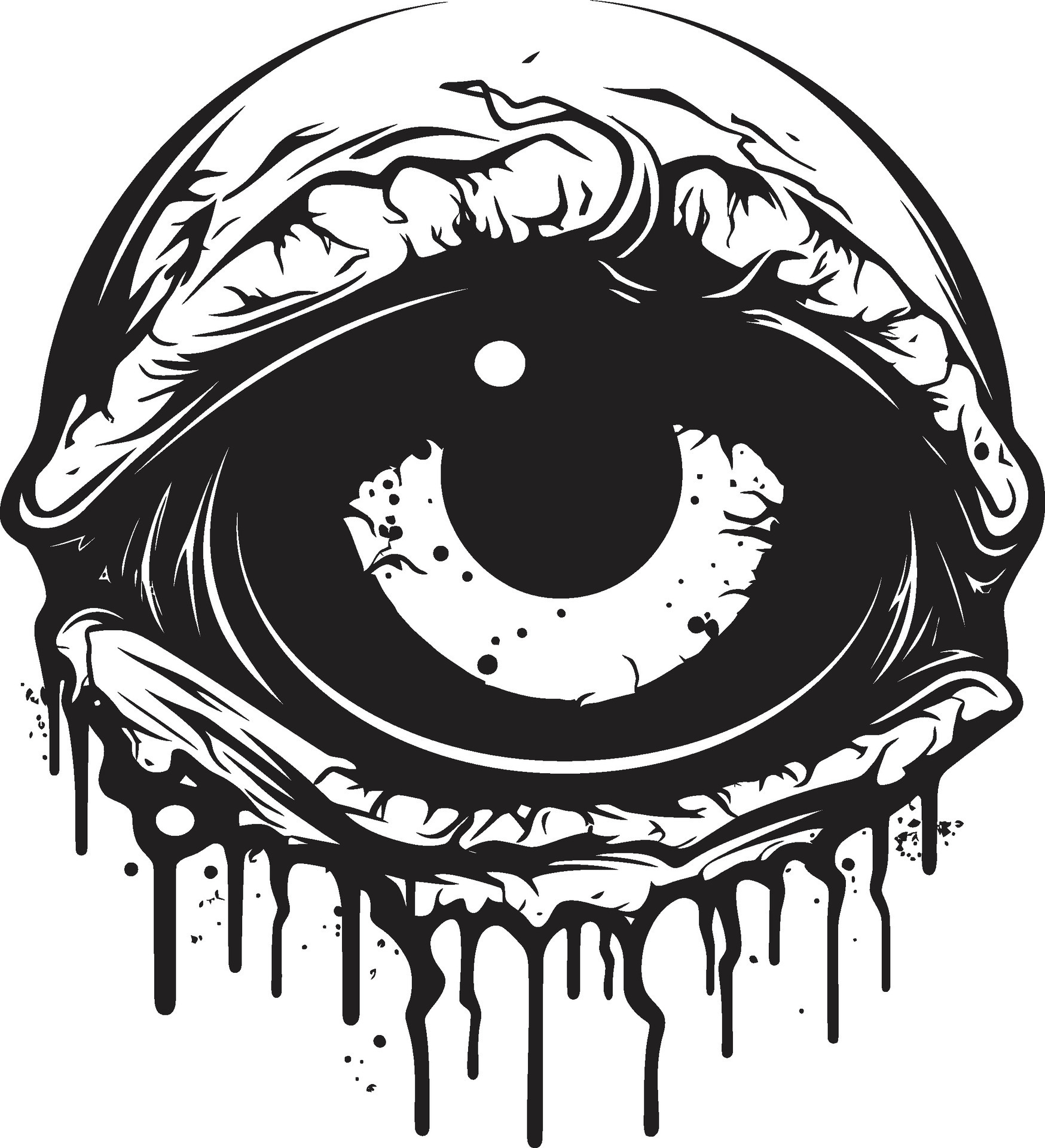 Creepy Undead Vision Vector Zombie Eye Emblem Horrifying Stare Black