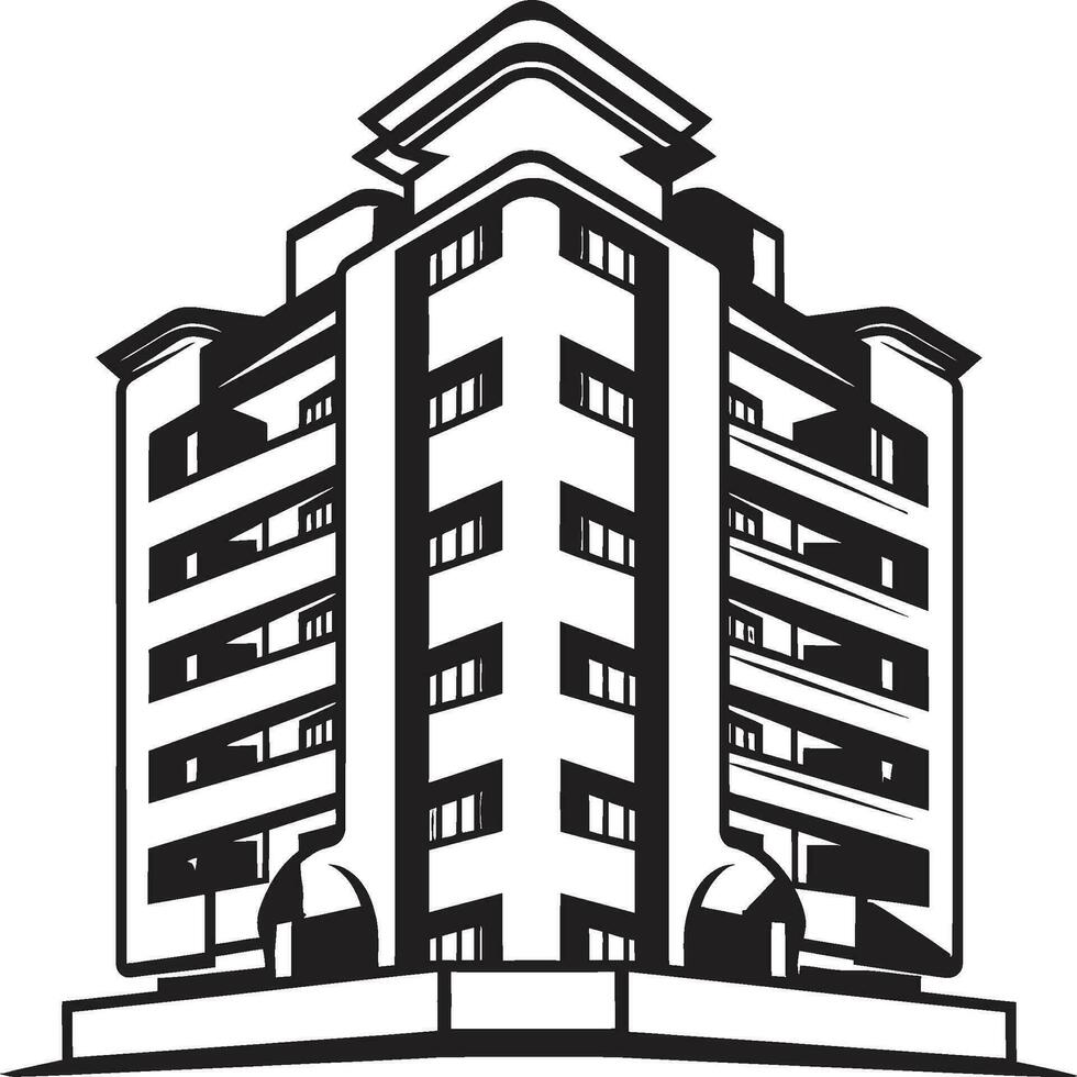 Skyline Visions Heights Multifloral Building Vector Logo Design Cityline Marvel Skylines Multifloor Cityscape Vector Emblem