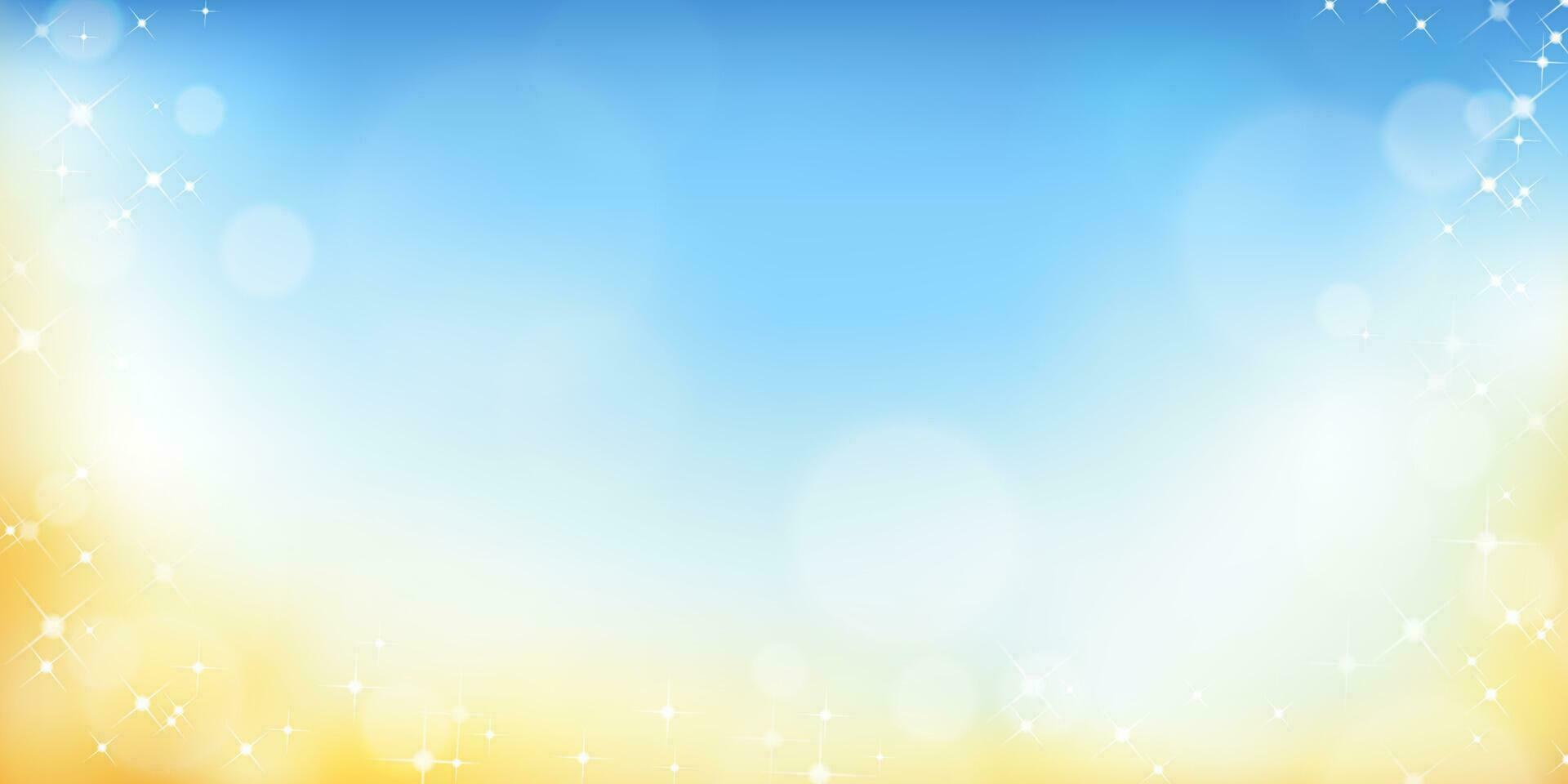 Spring Background with Daffodils and Daisy Flower on Blurry Boken Morning Light on Blue Sky vector