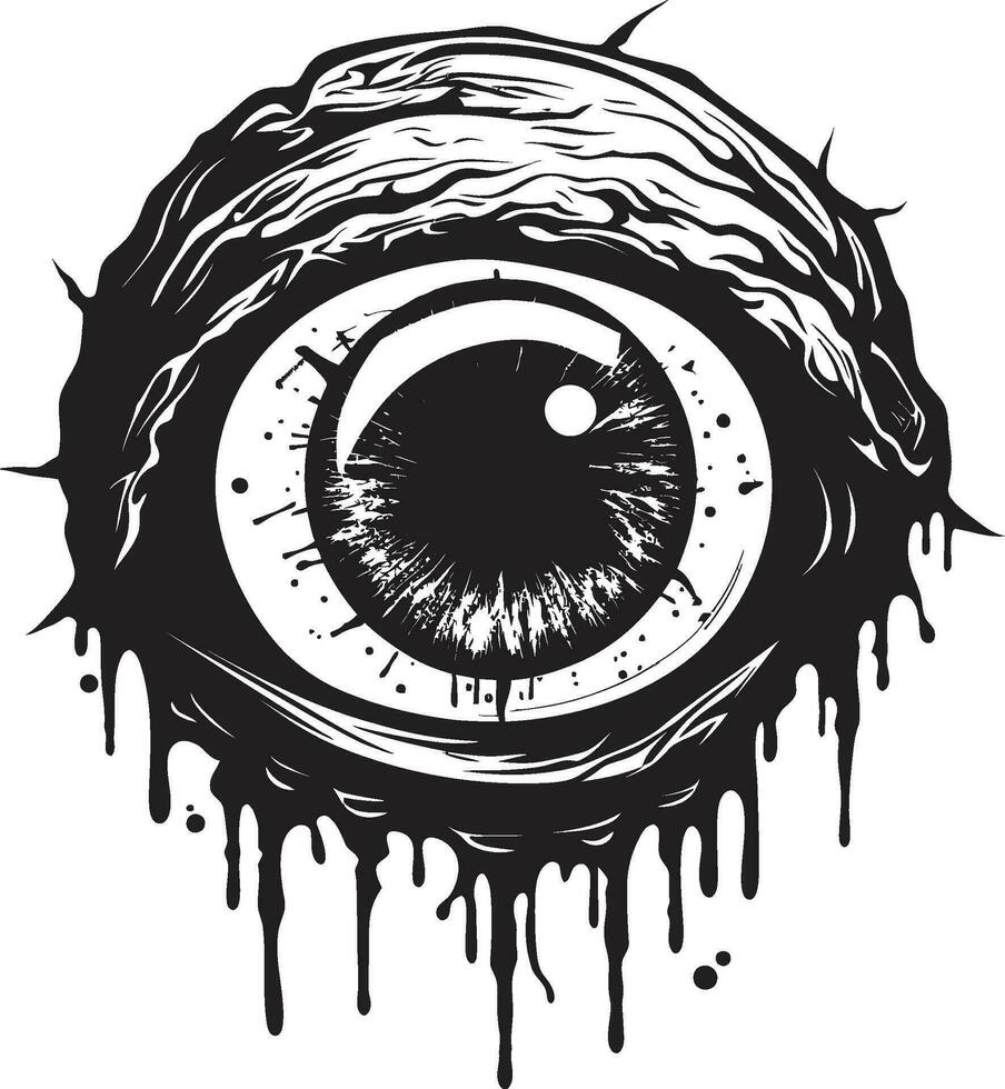 Eerie Undead Gaze Black Vector Zombie Eye Emblem Sinister Stare Creepy Scary Eye Logo Icon