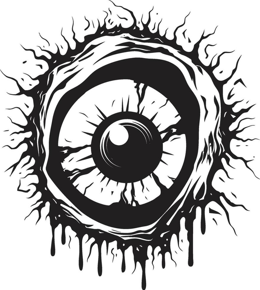 Spooky Zombie Gaze Vector Scary Eye Design Eerie Unsettling Glance Black Zombie Icon