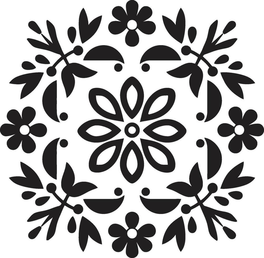 Petal Patterns Black Vector Florals Geometric Floral Elegance Tile Icon Design